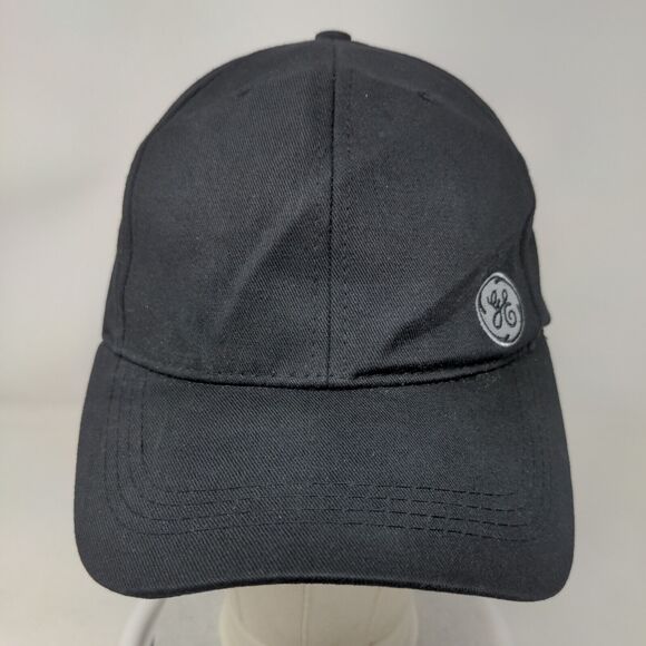 GE Strapback Hat Black One Size Embroidered Logo Adjustable 6 Panel - Picture 2 of 7